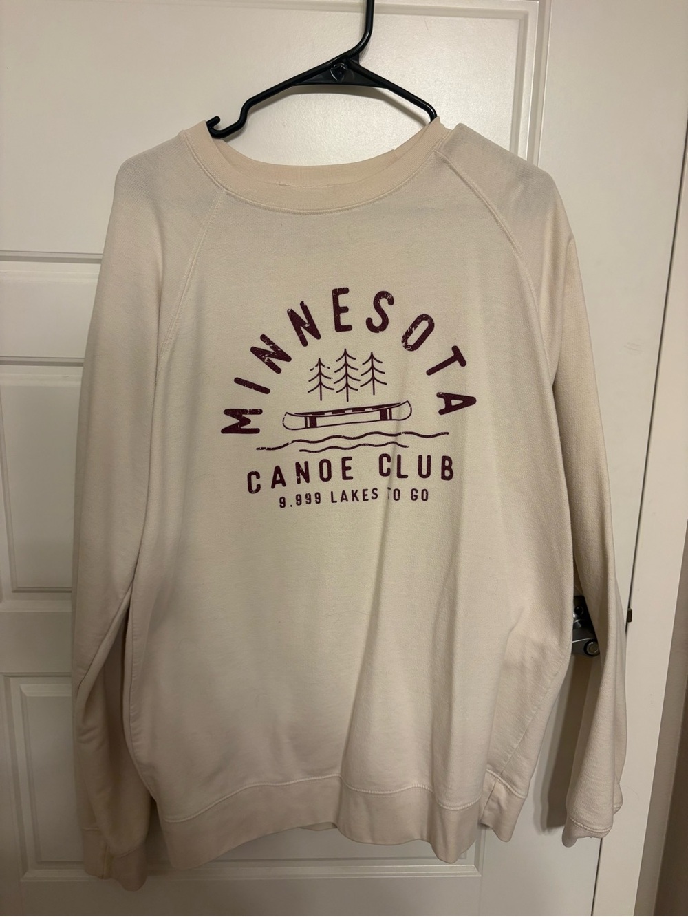 Minnesota Canoe Club Crewneck Sweatshirt - Cream with Maroon MN 10,000 Lakes